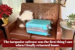 turquoise suitcase