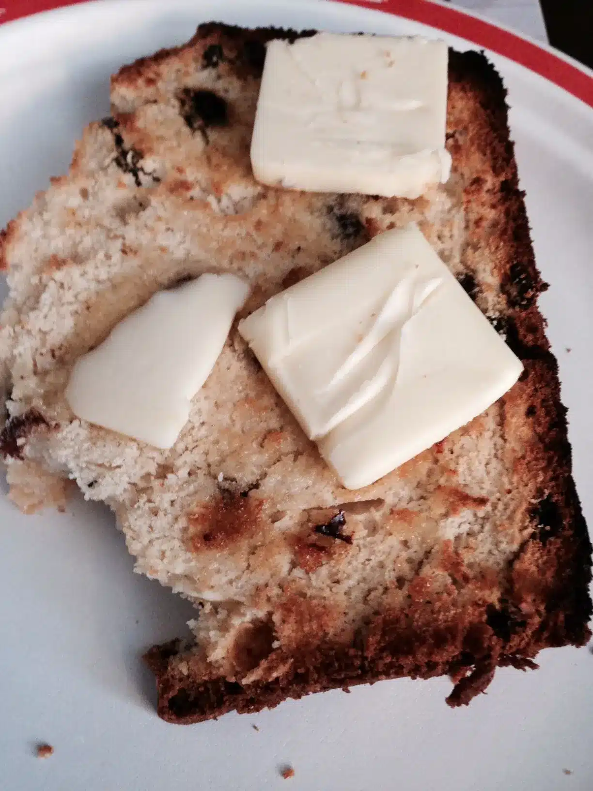 toasted raisin bread with butter